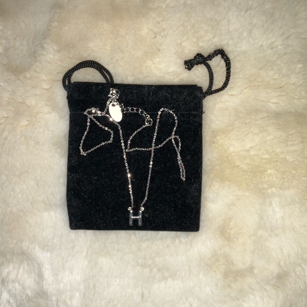 EllandEmm “H” Initial Necklace White Gold